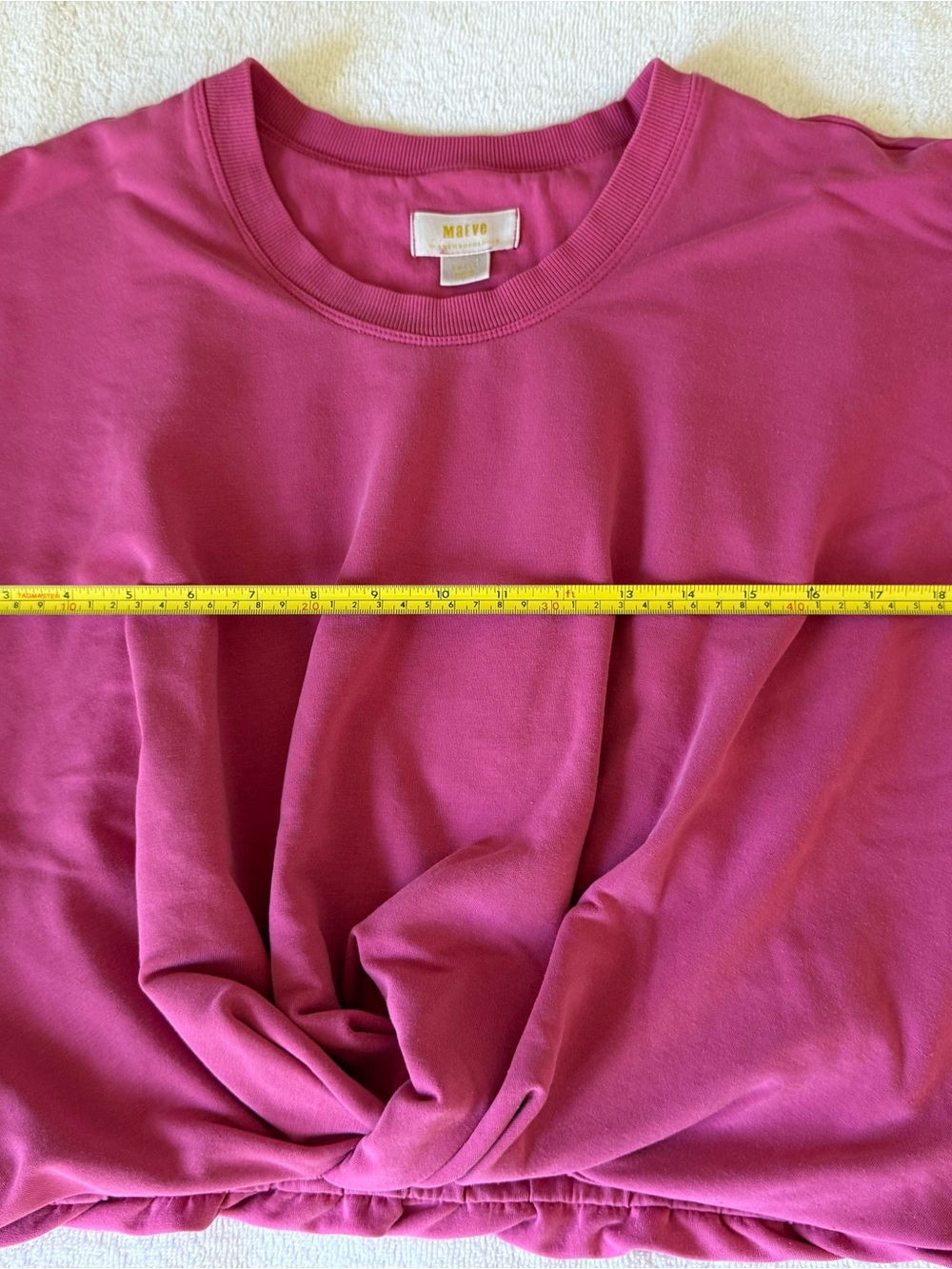 Maeve by anthropologie Fuchsia Twist-Front Crop Long Sleeve Sweatshirt - Picture 4 of 6